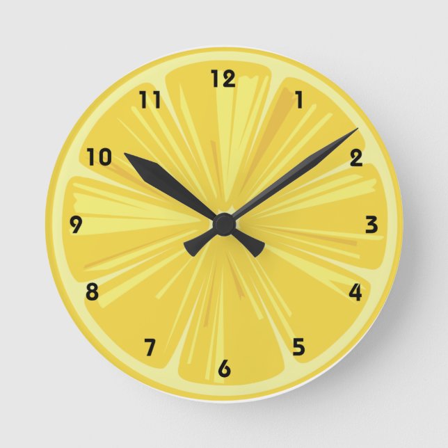 A Slice of Yellow Lemon Round Clock (Front)