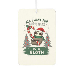 A Sloth For Christmas. Cute, Christmas Sloth With  Air Freshener