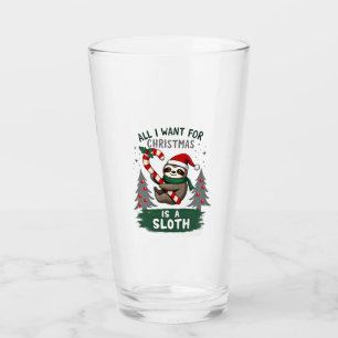 A Sloth For Christmas. Cute, Christmas Sloth With  Glass