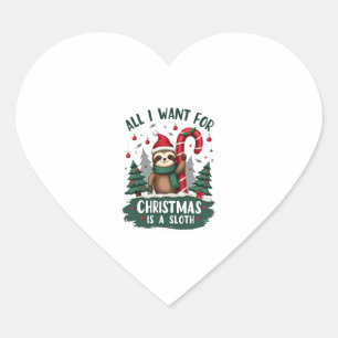 A Sloth For Christmas. Cute, Christmas Sloth With  Heart Sticker