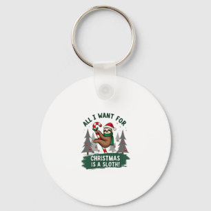 A Sloth For Christmas. Cute, Christmas Sloth With  Keychain