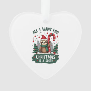 A Sloth For Christmas. Cute, Christmas Sloth With Ornament