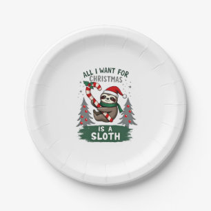 A Sloth For Christmas. Cute, Christmas Sloth With  Paper Plate