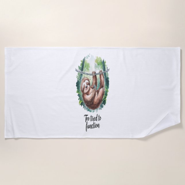 A Sloth Wild Animal Tired Beach Towel (Front)