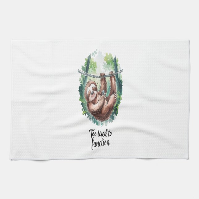 A Sloth Wild Animal Tired Kitchen Towel (Horizontal)