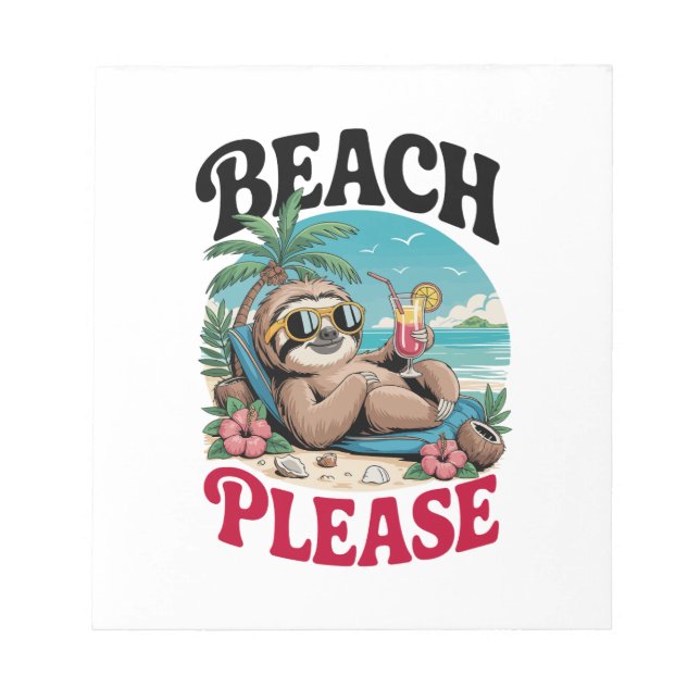 A Sloth Wild Animal Tired Notepad (Front)