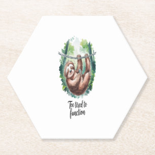 A Sloth Wild Animal Tired Paper Coaster