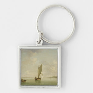 A Smack Under Sail in a Light Breeze in a River, c Keychain