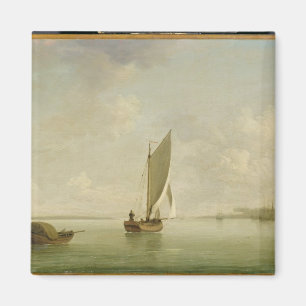 A Smack Under Sail in a Light Breeze in a River, c Magnet