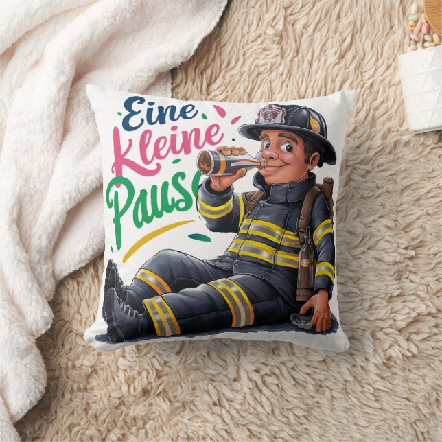 "A small break" fireman Throw Pillow (Blanket)