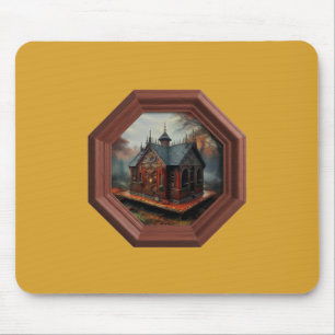 A Small Cabin Sits On A Platform In A Clearing Mouse Pad