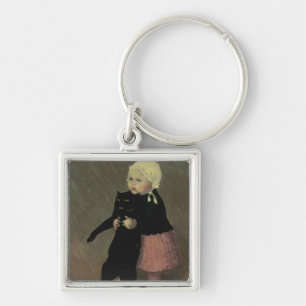 A Small Girl with a Cat, 1889 Keychain