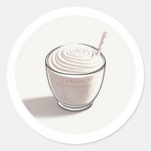 A Small Glass of Vanilla Milkshake Classic Round Sticker