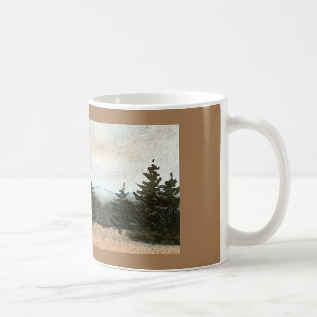 A small group of pines in a bare field coffee mug (Right)