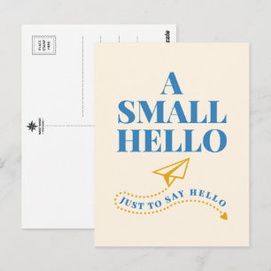 A Small Hello Playful Typography Design Postcard