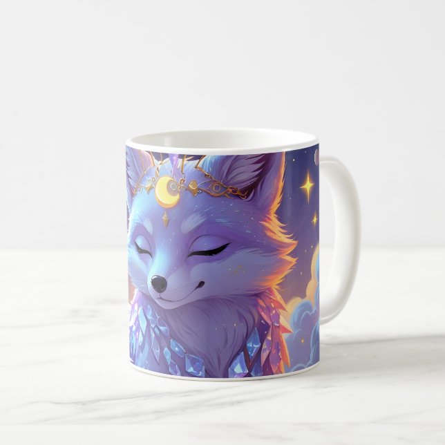 A small Star Whisper Moonlit Fox sleeping peaceful Coffee Mug (Front Right)