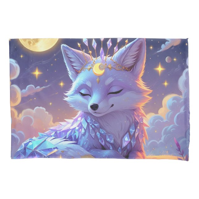 A small Star Whisper Moonlit Fox sleeping peaceful Pillowcase (Front)