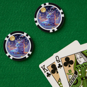 A small Star Whisper Moonlit Fox sleeping peaceful Poker Chips