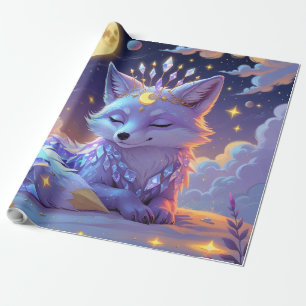A small Star Whisper Moonlit Fox sleeping peaceful Wrapping Paper