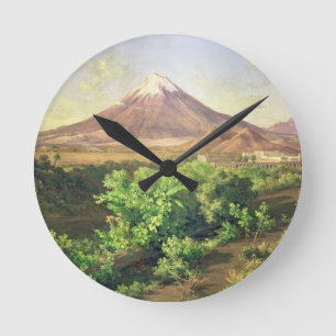 A Small Volcano in Mexican Countryside, 1887 (oil Round Clock