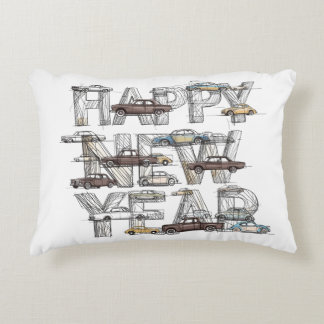 a smart happy new year design for cars lovers accent pillow