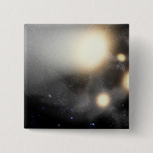 A smash-up of galaxies 2 inch square button