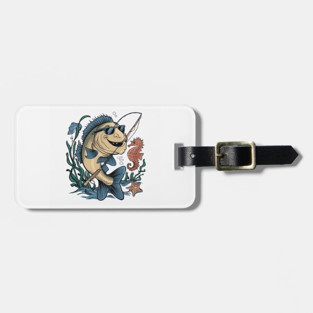 a smiling fish luggage tag (Front Horizontal)
