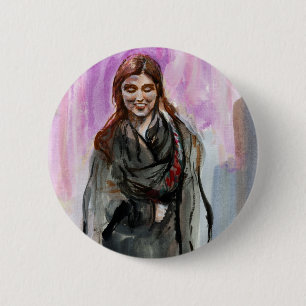 A Smiling Girl in Black 2 Inch Round Button