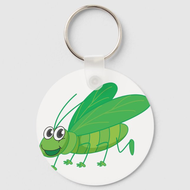 A smiling grasshopper keychain (Front)
