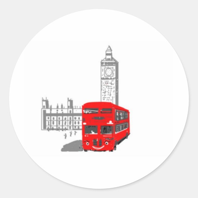A smiling London Bus Classic Round Sticker (Front)