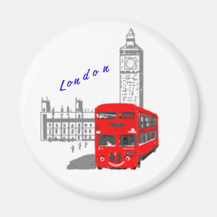 A smiling London Bus Magnet