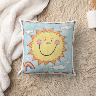 A Smiling Sun Throw Pillow