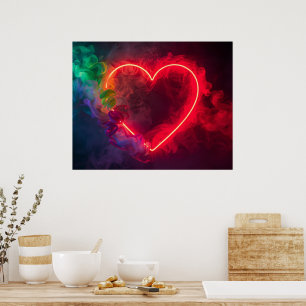 A Smoking Red Hot Heart on a Modern Wall Poster