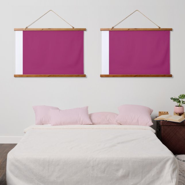 A smooth purple background with a sharp white bord hanging tapestry (Bedroom)