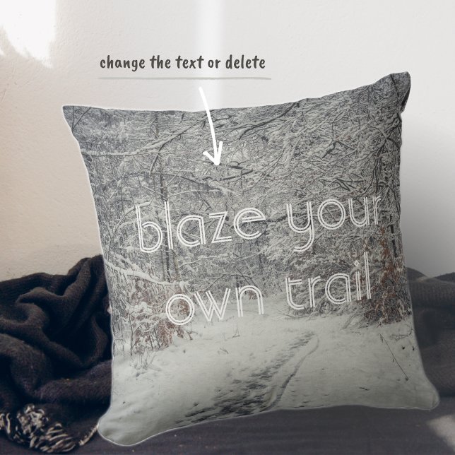 A snow-covered path through a winter forest throw pillow (Creator Uploaded)