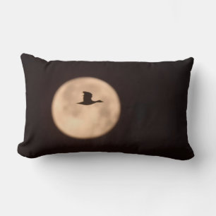 A Snow Goose Against A Full Moon   New Mexico Lumbar Pillow