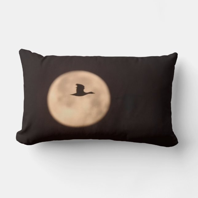 A Snow Goose Against A Full Moon | New Mexico Lumbar Pillow (Front)