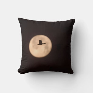 A Snow Goose Against A Full Moon New Mexico Throw Pillow