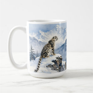 A Snow Leopard on Snowy Peak Coffee Mug