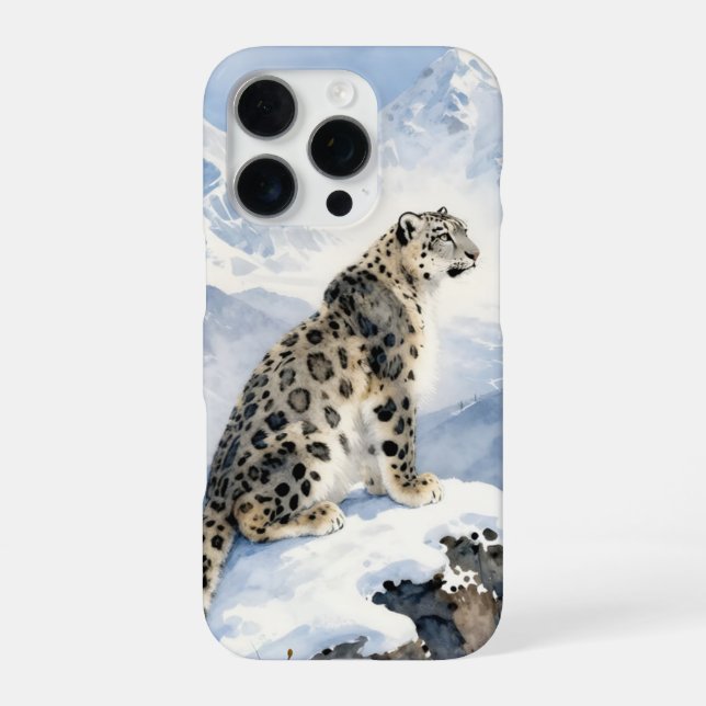 A Snow Leopard on Snowy Peak iPhone Case (Back)