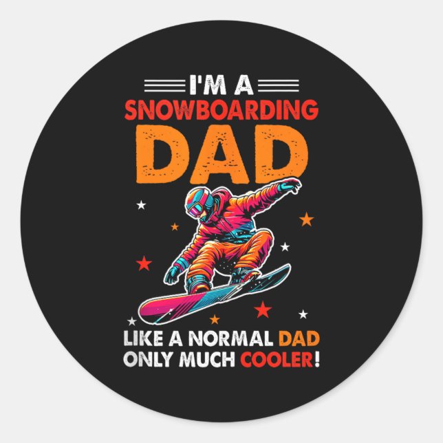 A Snowboarding Dad Definition Much Cooler Funny Fa Classic Round Sticker (Front)