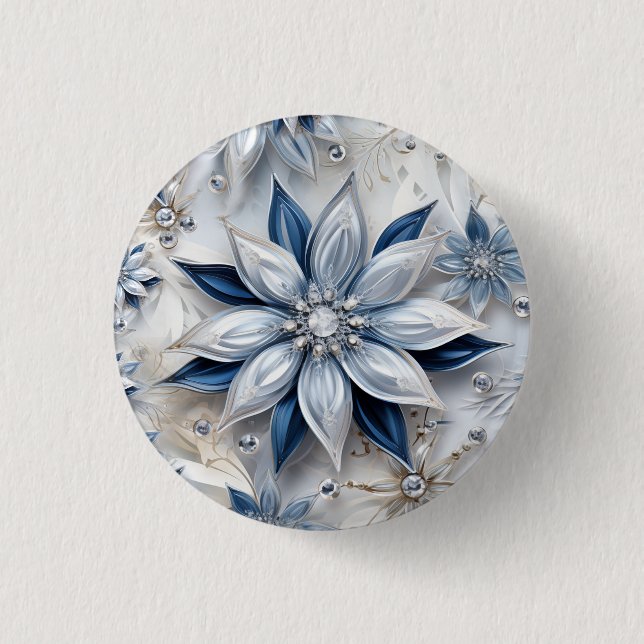 A snowflake winter event decor 1 inch round button (Front)