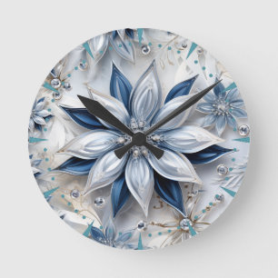 A snowflake winter event decor round clock