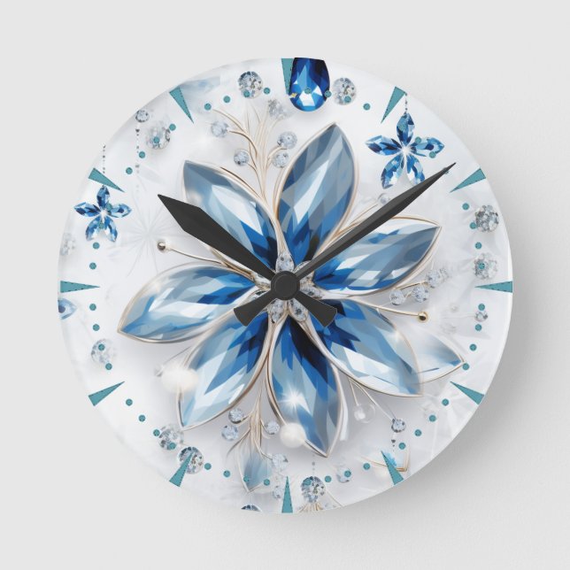 A snowflake winter event decor round clock (Front)