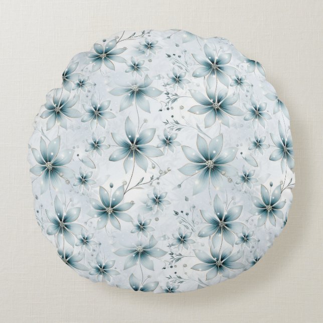 A snowflake winter event decor round pillow (Front)