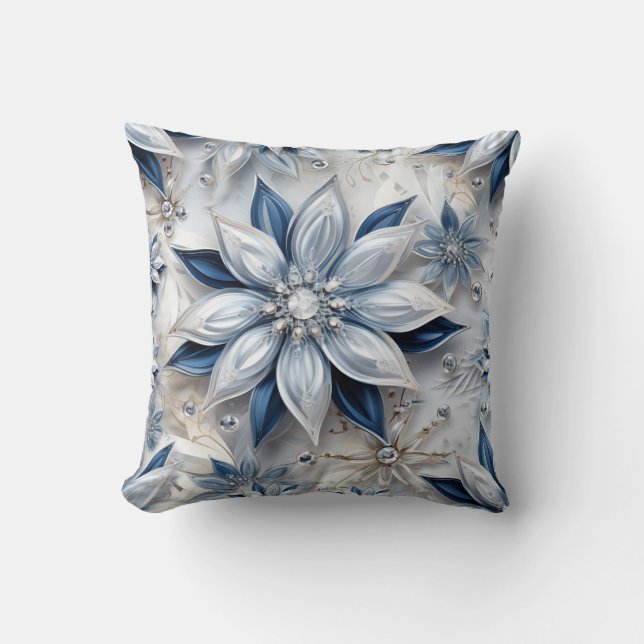 A snowflake winter event decor throw pillow (Front)