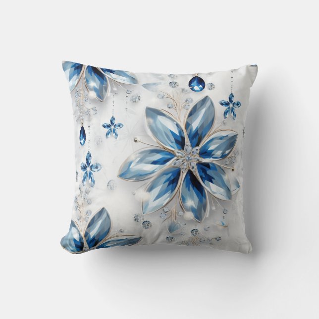 A snowflake winter event decor throw pillow (Front)
