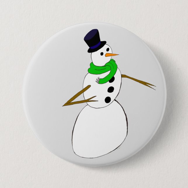 a snowman 3 inch round button (Front)