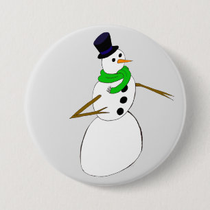 a snowman 3 inch round button
