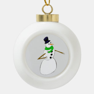 a snowman       ceramic ball christmas ornament